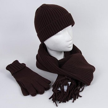 Knitted set Basic-1H-1G-1S dark brown