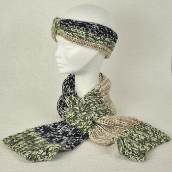 Knitted set WA-3HB2 + WA-3S2 SET green