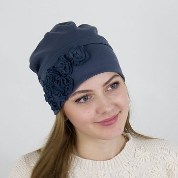 Women's Jute cotton hat blue-gray