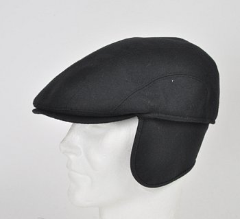 Flat cap with flaps 1117 black 56